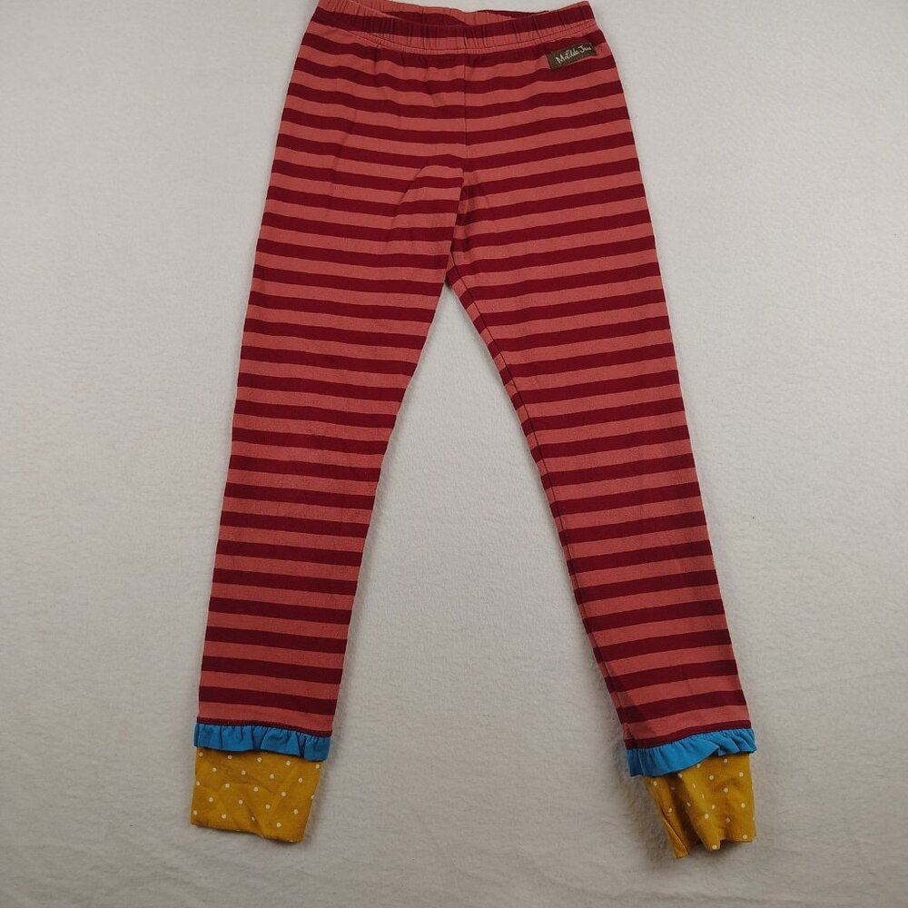 Matilda Jane Girls Size 8 Pants Red Pink Striped Ruffled